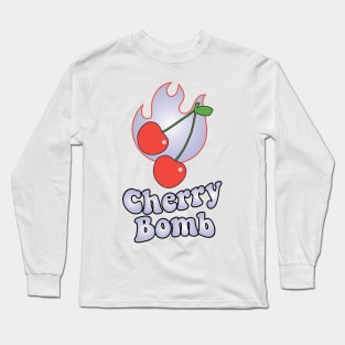 Cherry Bomb and Light Purple Lilac Flaming Design Long Sleeve T-Shirt